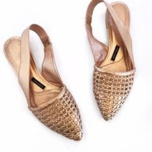 Anthropologie gold lattice flats